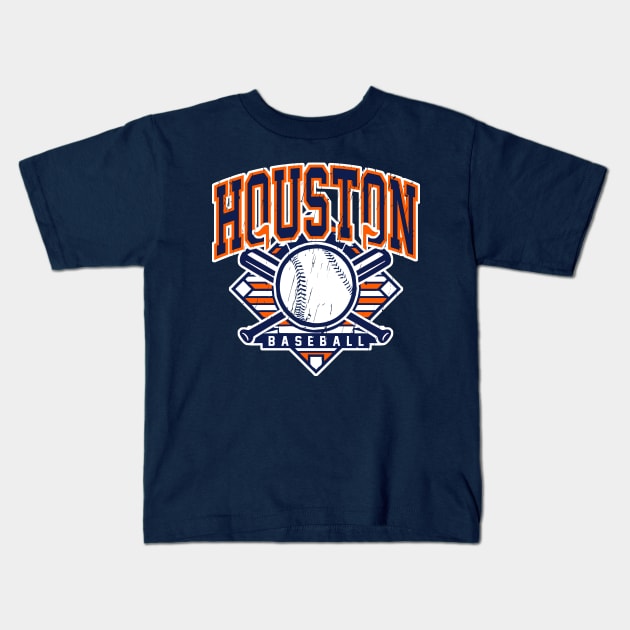 Vintage Houston Baseball Kids T-Shirt by funandgames